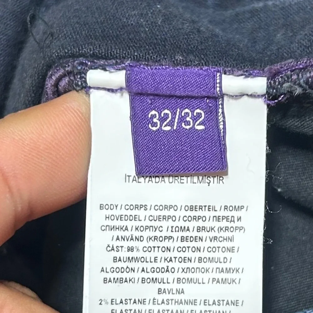 Ralph Lauren Purple Label Slim Fit Jeans Mens 32x24 Dark Indigo Blue Made Italy